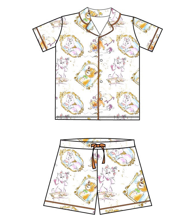 Portraits & Purrs Kids Button Down Short Set