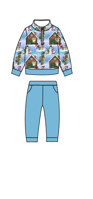 PREORDER - A Very Merry Mousemas Kids French Terry Quarterzip Set