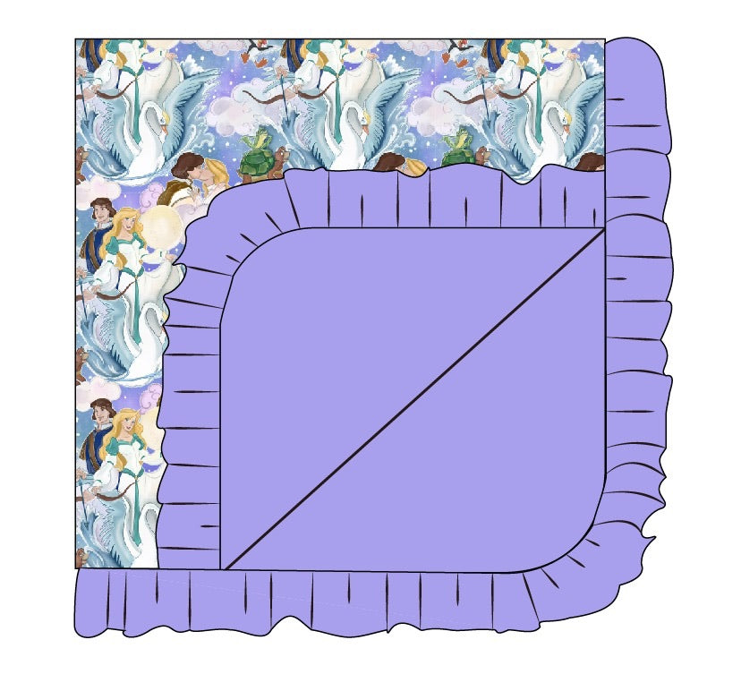 Swan Dream 50x50 Ruffled Double Layer Blanket