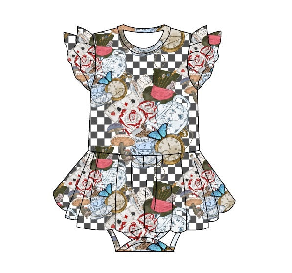 Checkered Tea Part Bodysuit Twirl Coming Soon
