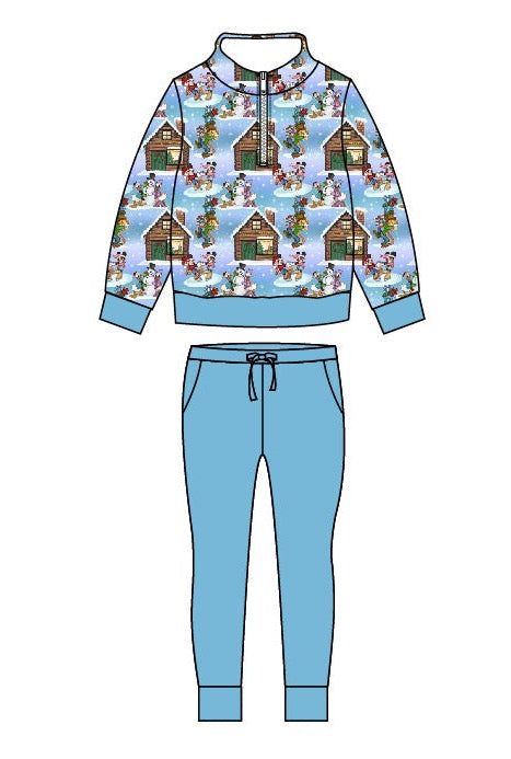 PREORDER - A Very Merry Mousemas Adult French Terry Quarter Zip Set