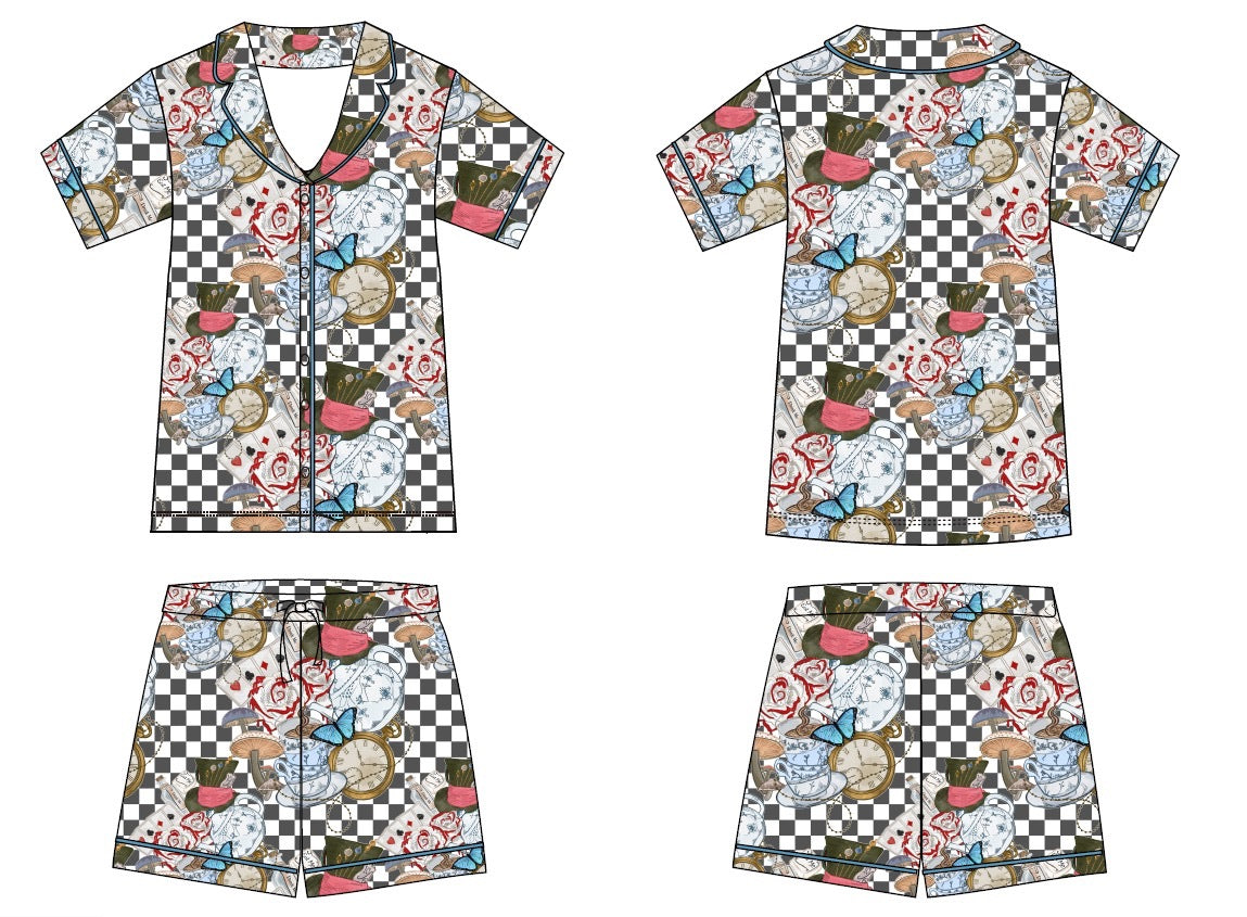 Checkered Tea Party Button Down Short Set Coming Soon
