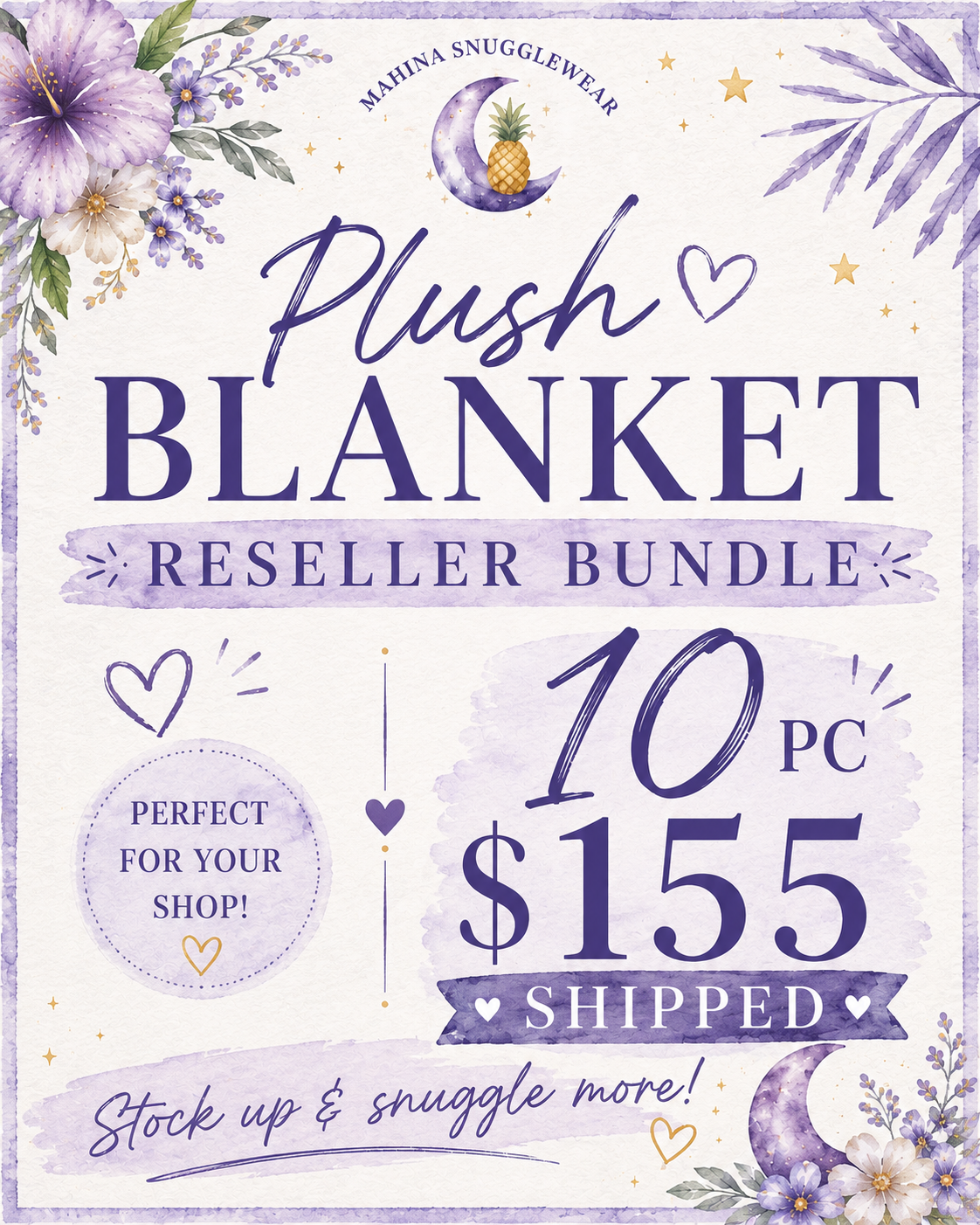 10pc 60x60 Plush Blanket Bundle